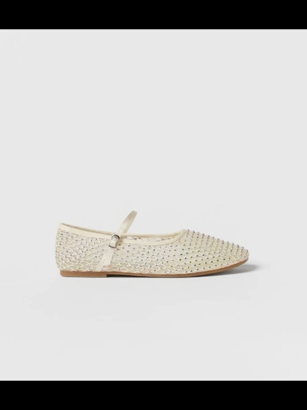 Zara Girls' Sparkle Mary Jane Flats with rhibestones  in Cream